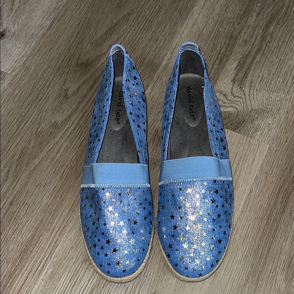 David Tate Shoes - David Tate Grin Womens Blue Star Patterned Slip-On Shoes 9 narrow